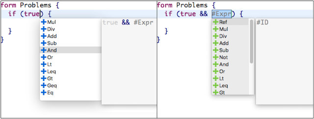 Left Recursive code completion