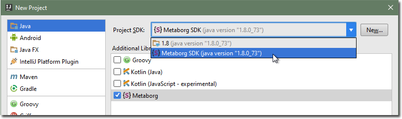 Select the "Metaborg SDK"