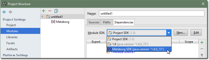 Select the "Metaborg SDK"