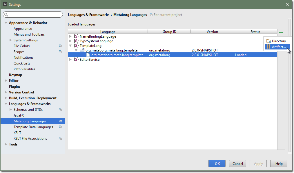 Changing the loaded languages